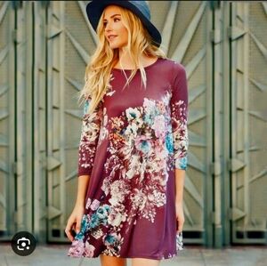 Bellamie Floral Dress in Purple and Blue